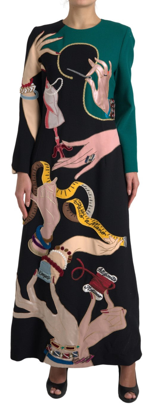 Dolce & Gabbana Elegant Multicolor Wool A-Line Dress IT48 / XL