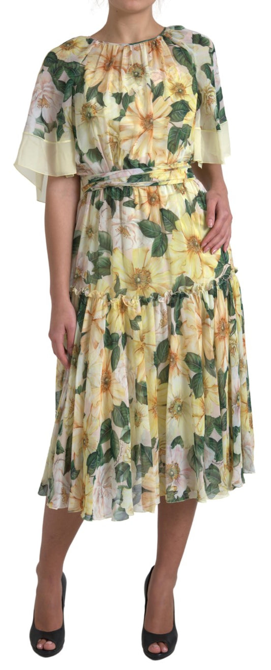 Dolce & Gabbana Elegant Silk Floral Maxi Dress IT44 | L