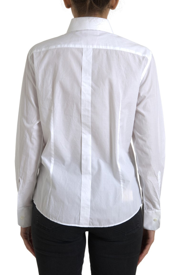 Dolce & Gabbana Elegant White Cotton Collared Top IT42 / M