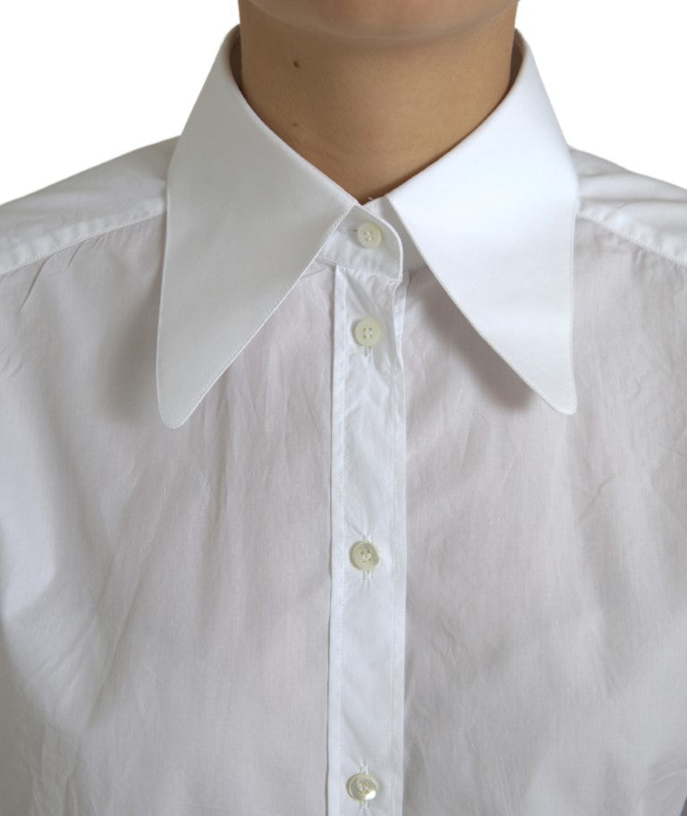 Dolce & Gabbana Elegant White Cotton Collared Top IT42 / M