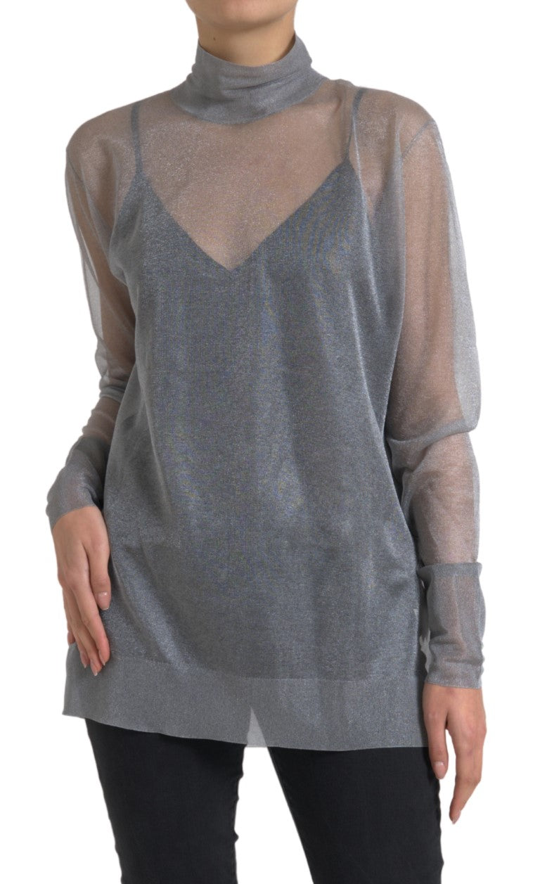 Dolce & Gabbana Elegant Gray Long Sleeve Mesh Top IT44 | L