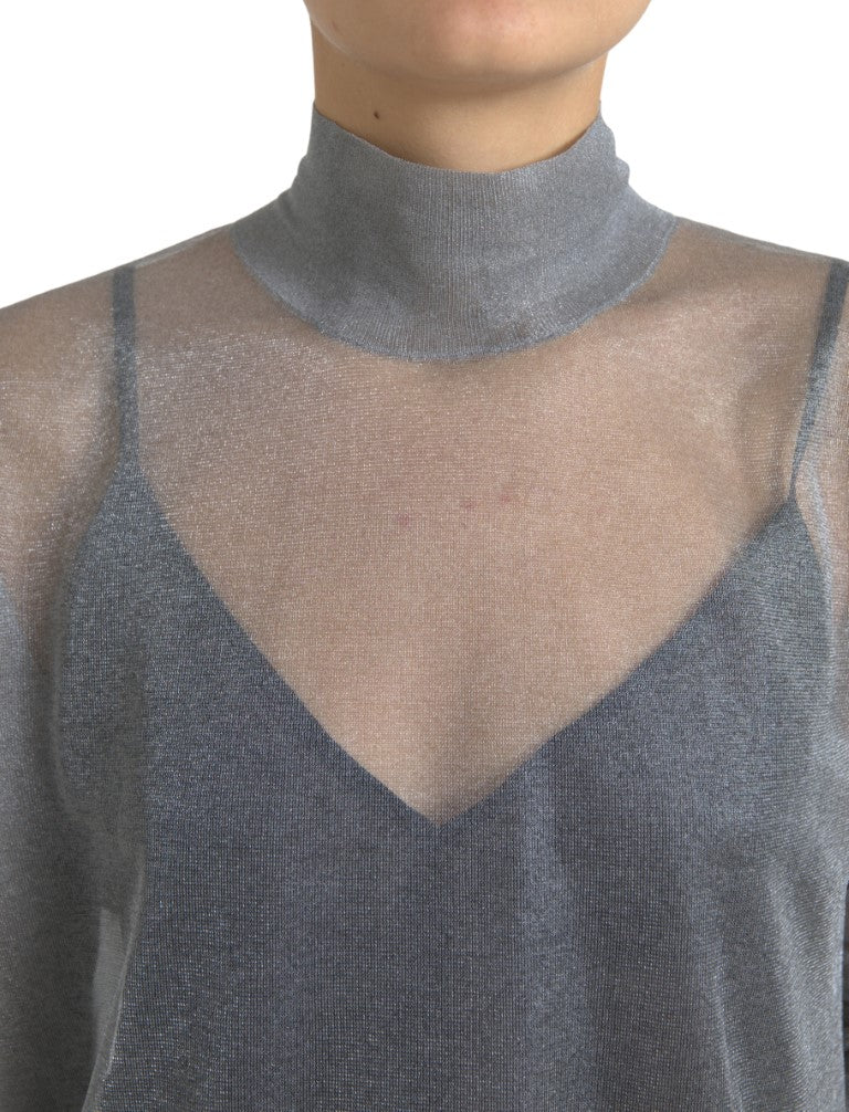 Dolce & Gabbana Elegant Gray Long Sleeve Mesh Top IT44 | L