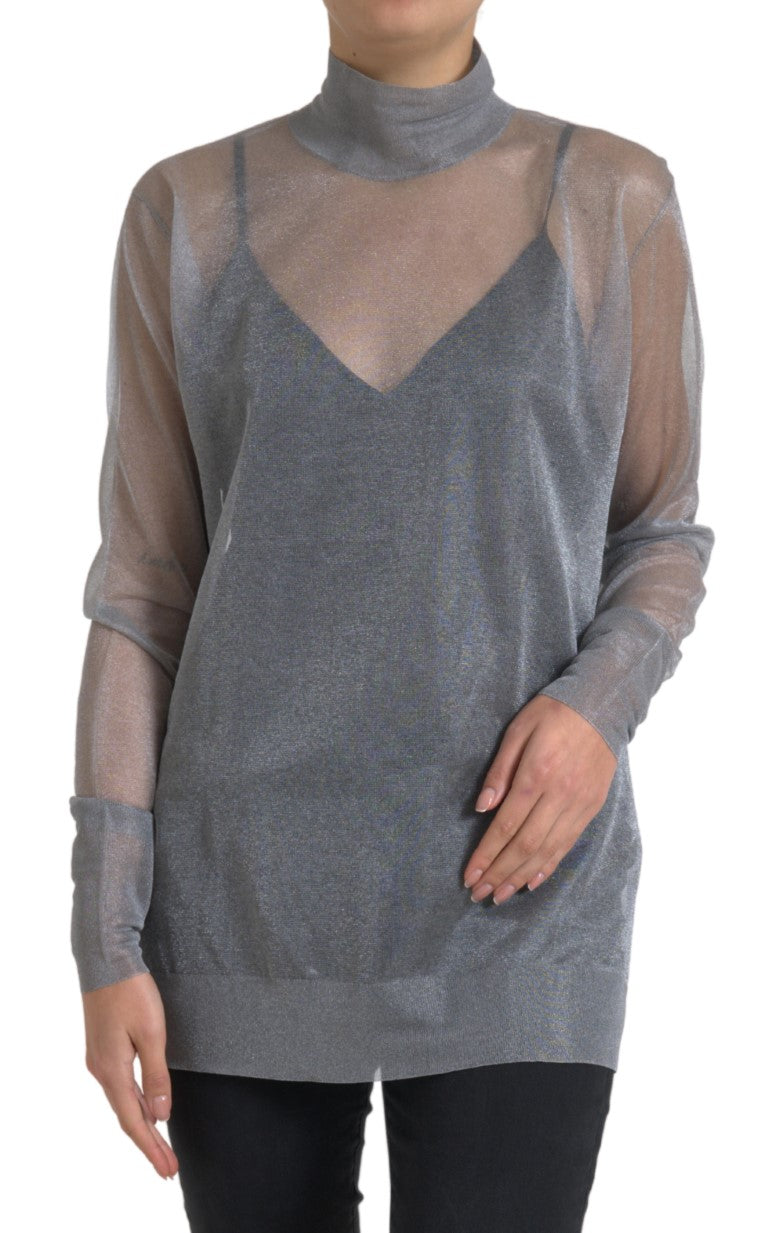 Dolce & Gabbana Elegant Gray Long Sleeve Mesh Top IT44 | L