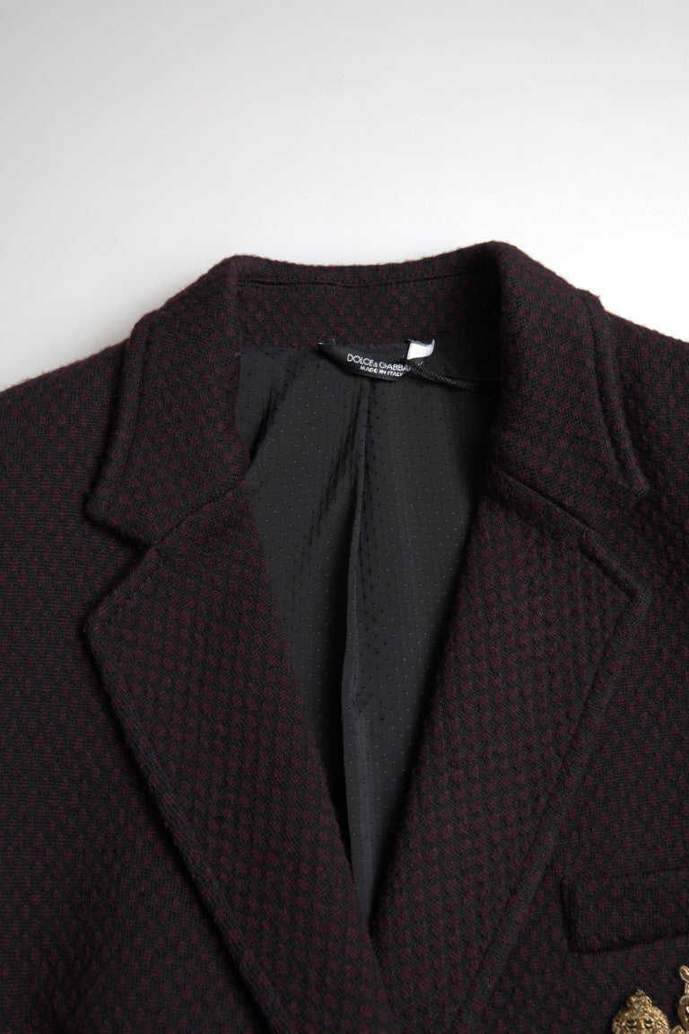 Dolce & Gabbana Elegant Purple Double Breasted Wool Blazer IT48 / M