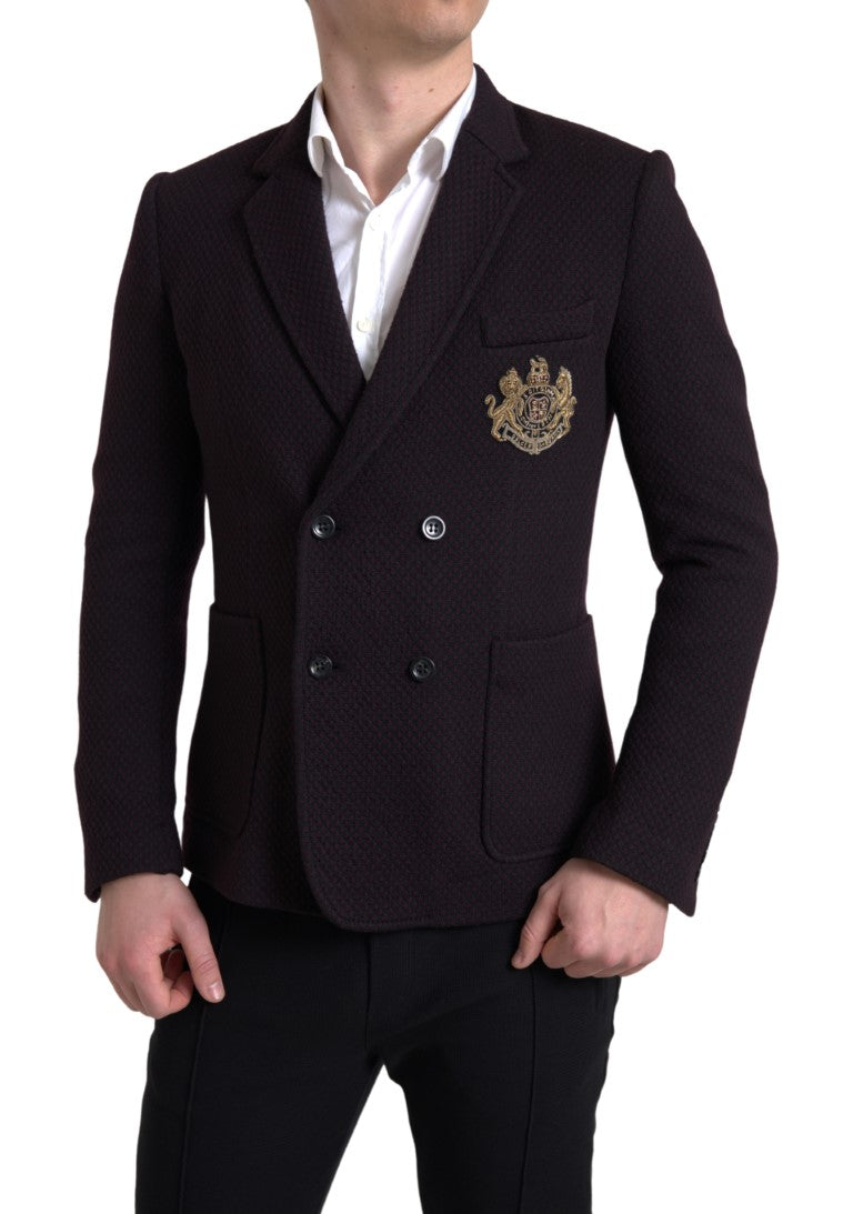 Dolce & Gabbana Elegant Purple Double Breasted Wool Blazer IT48 / M