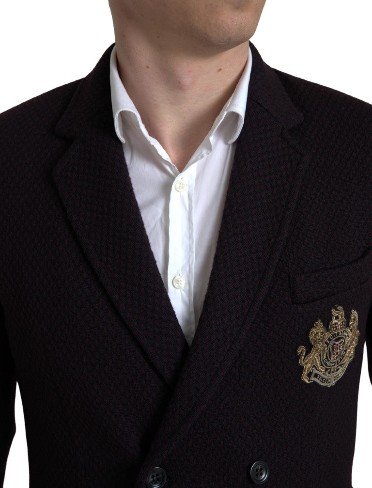 Dolce & Gabbana Elegant Purple Double Breasted Wool Blazer IT48 / M