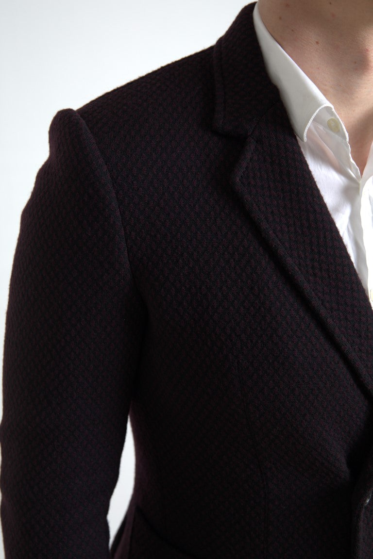 Dolce & Gabbana Elegant Purple Double Breasted Wool Blazer IT48 / M