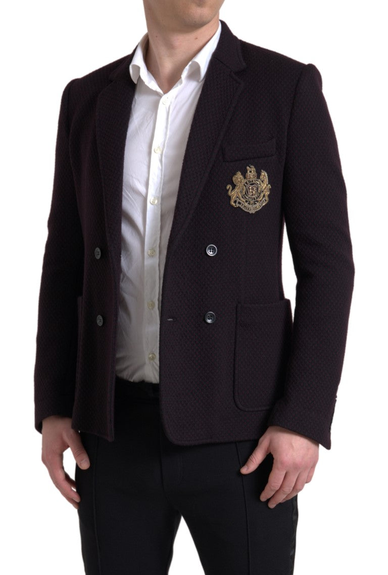 Dolce & Gabbana Elegant Purple Double Breasted Wool Blazer IT48 / M