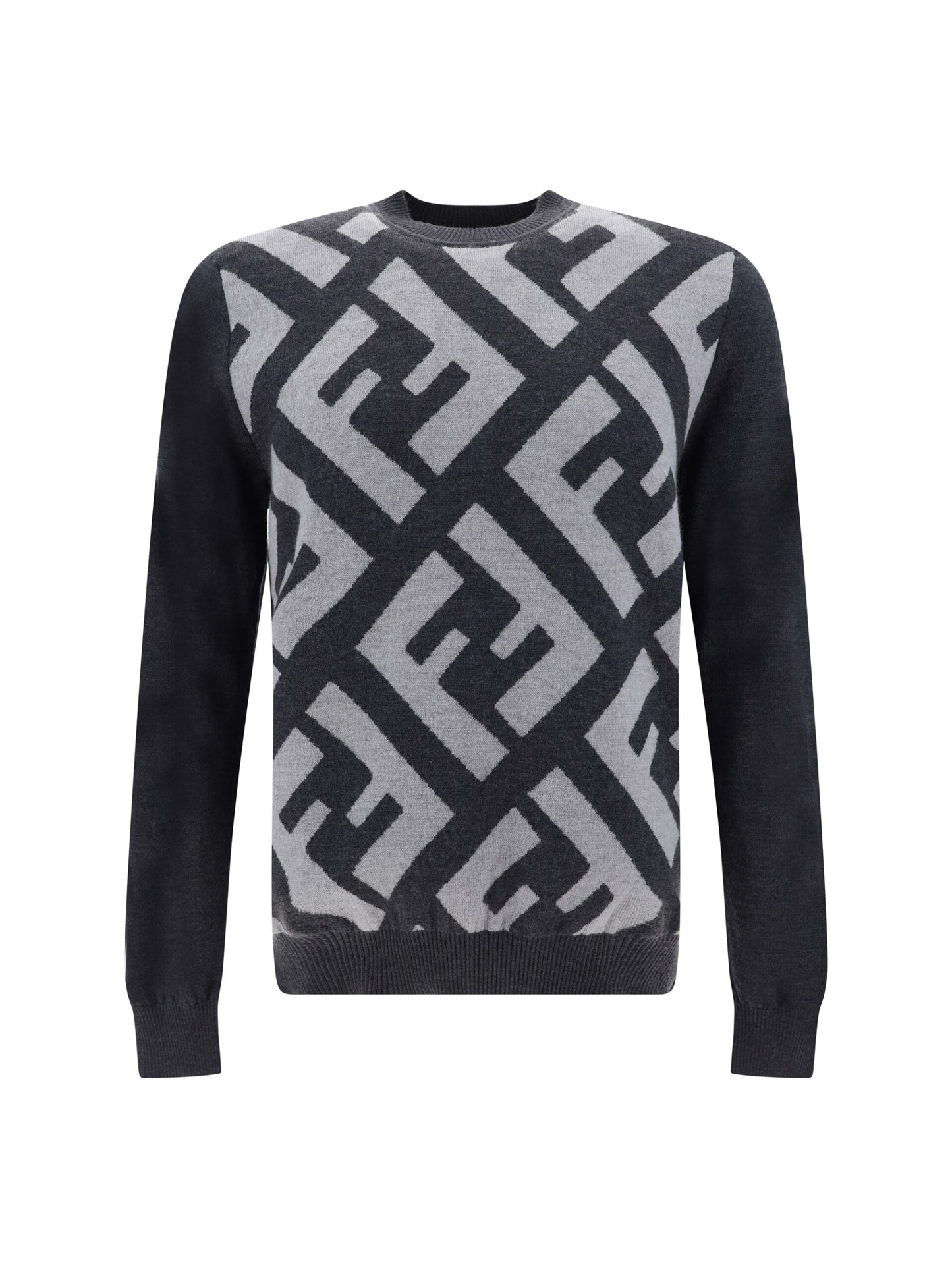 Fendi Chic Grey Wool Iconic Logo Sweater IT46 | S