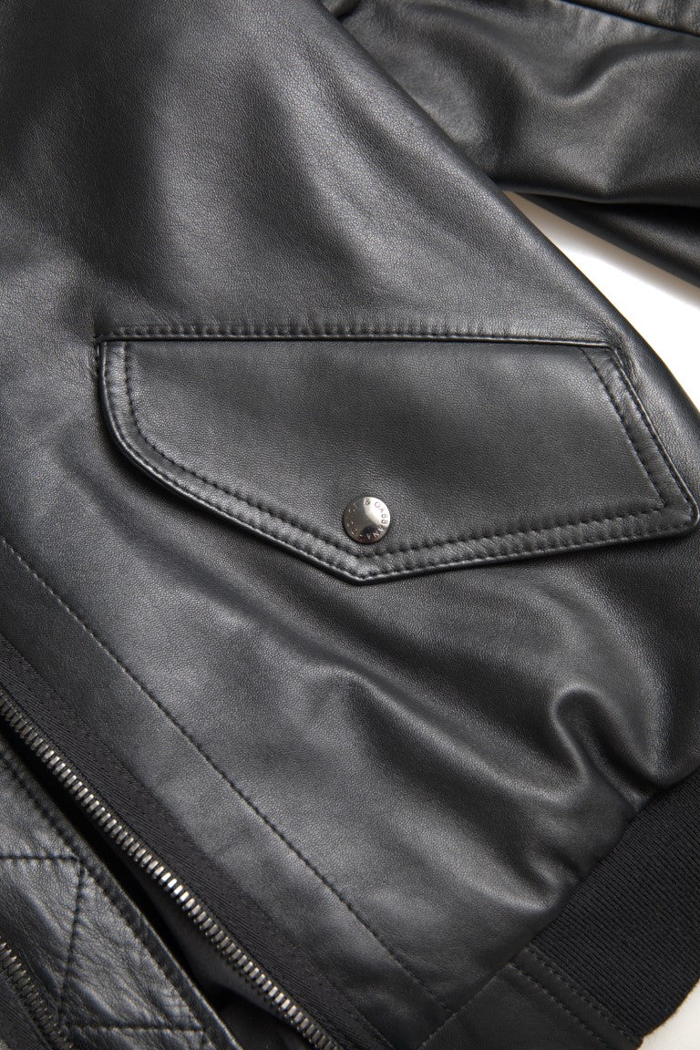 Dolce & Gabbana Elegant Black Leather Bomber Jacket IT44 / XS