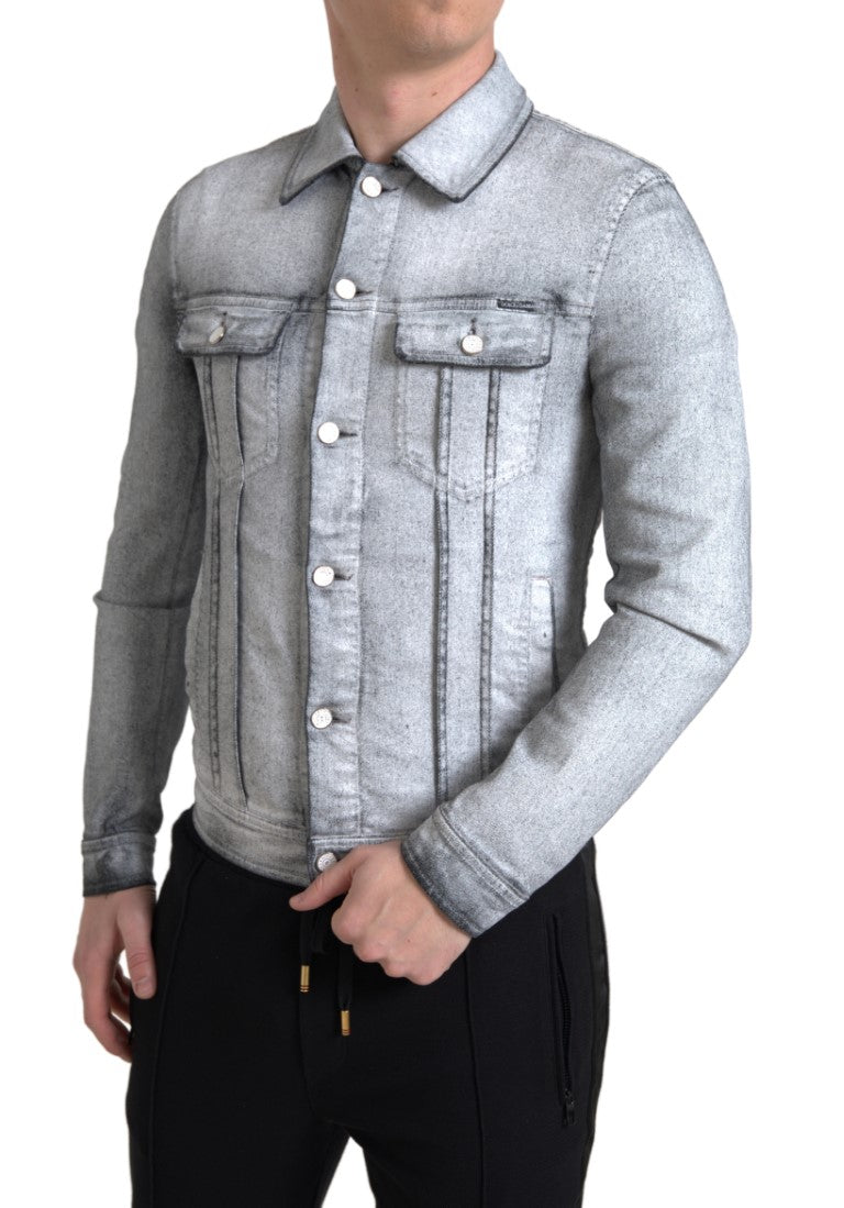 Dolce & Gabbana Elegant Gray Cotton Stretch Denim Jacket IT48 / M