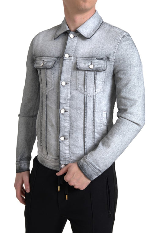 Dolce & Gabbana Elegant Gray Cotton Stretch Denim Jacket IT48 / M