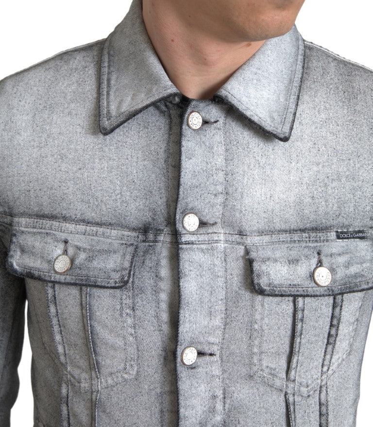 Dolce & Gabbana Elegant Gray Cotton Stretch Denim Jacket IT48 / M