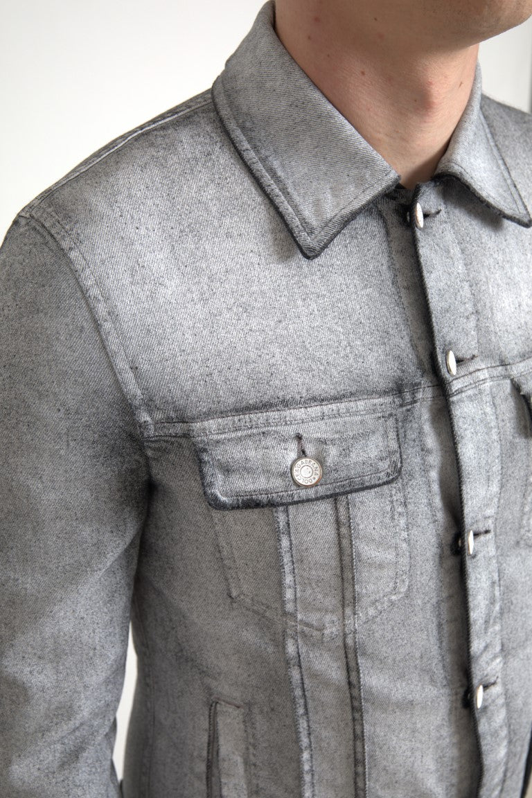 Dolce & Gabbana Elegant Gray Cotton Stretch Denim Jacket IT48 / M