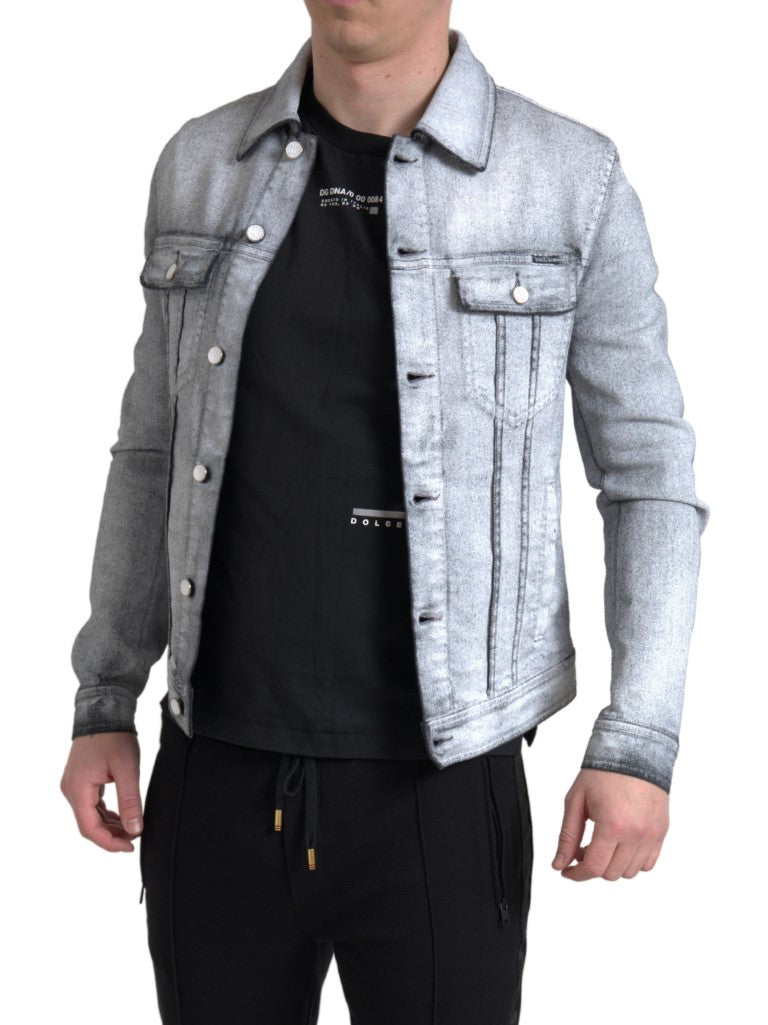 Dolce & Gabbana Elegant Gray Cotton Stretch Denim Jacket IT48 / M