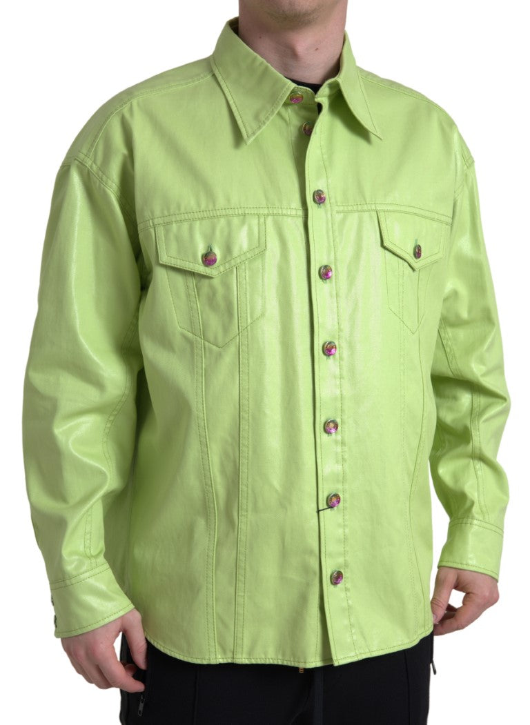 Dolce & Gabbana Elegant Light Green Cotton Button Down Shirt IT41 | L