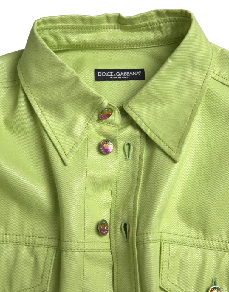 Dolce & Gabbana Elegant Light Green Cotton Button Down Shirt IT41 | L