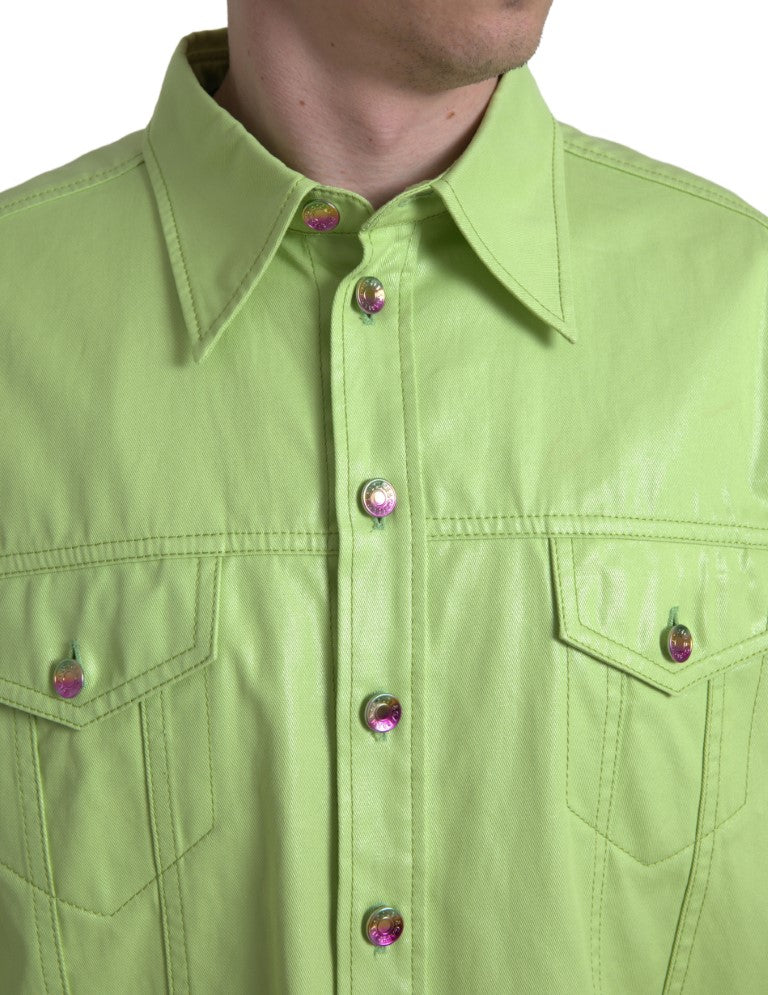 Dolce & Gabbana Elegant Light Green Cotton Button Down Shirt IT41 | L