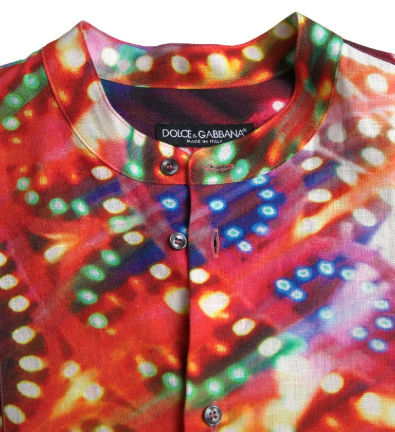 Dolce & Gabbana Stunning Multicolor Linen Casual Shirt IT37 / XS