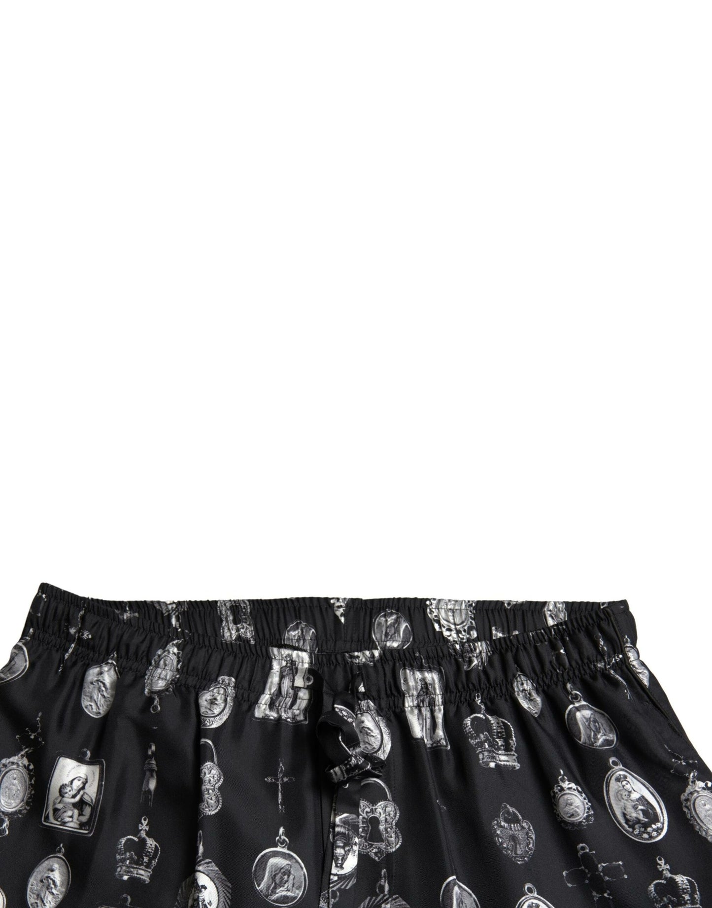 Dolce & Gabbana Elegant Silk Joggers with Religious Print IT50 / L