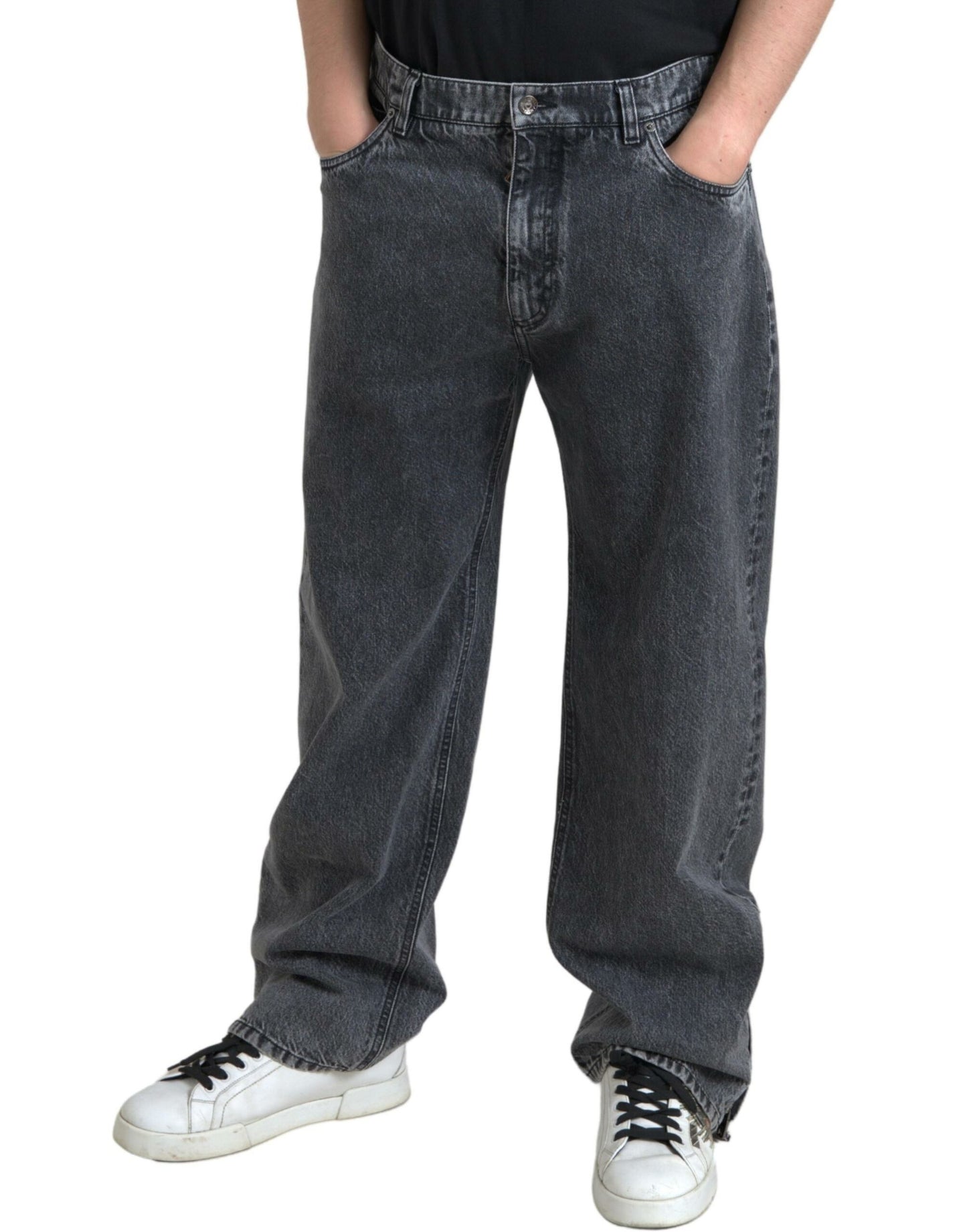 Dolce & Gabbana Elegant Dark Grey Straight Denim Jeans IT48 / M