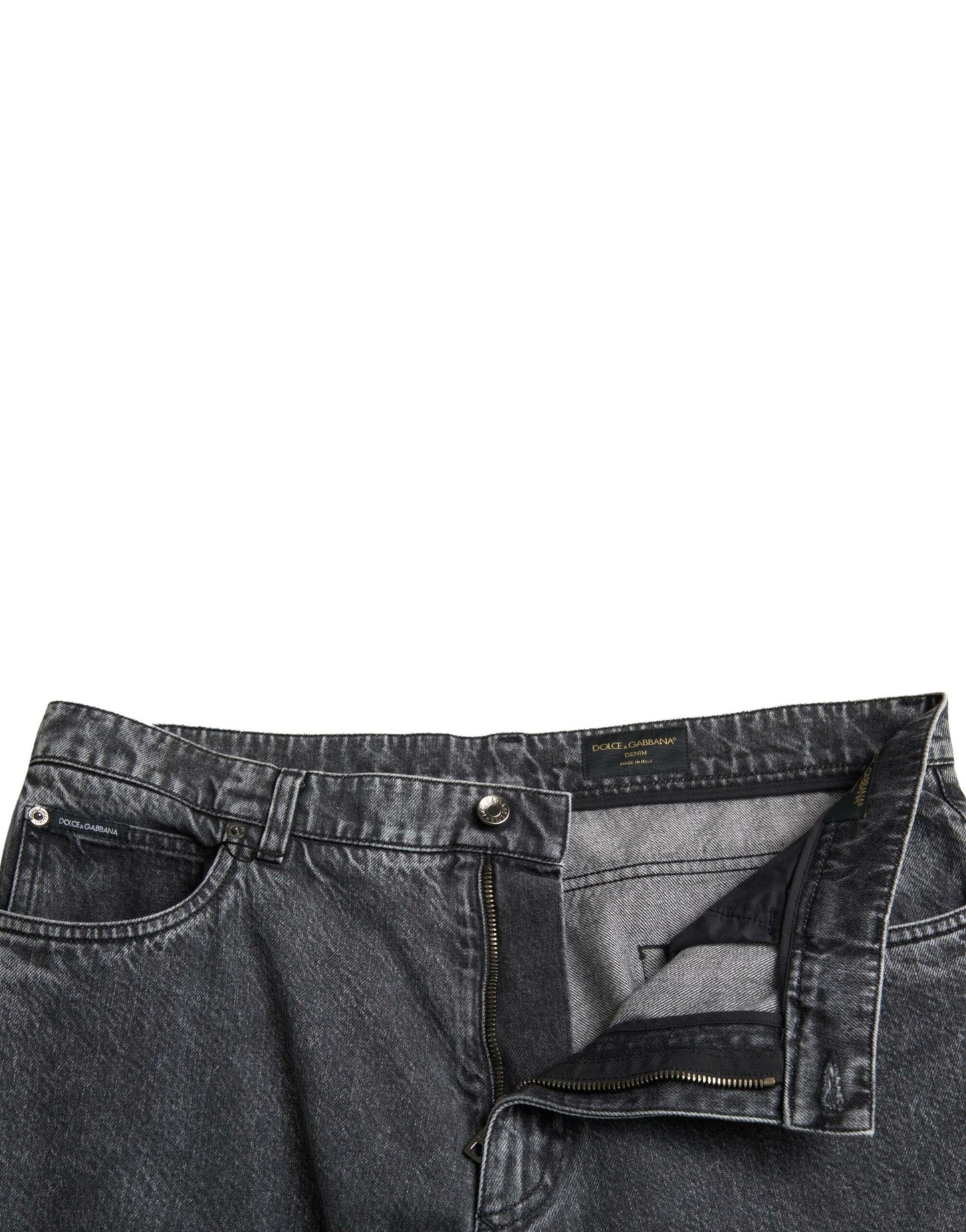 Dolce & Gabbana Elegant Dark Grey Straight Denim Jeans IT48 / M