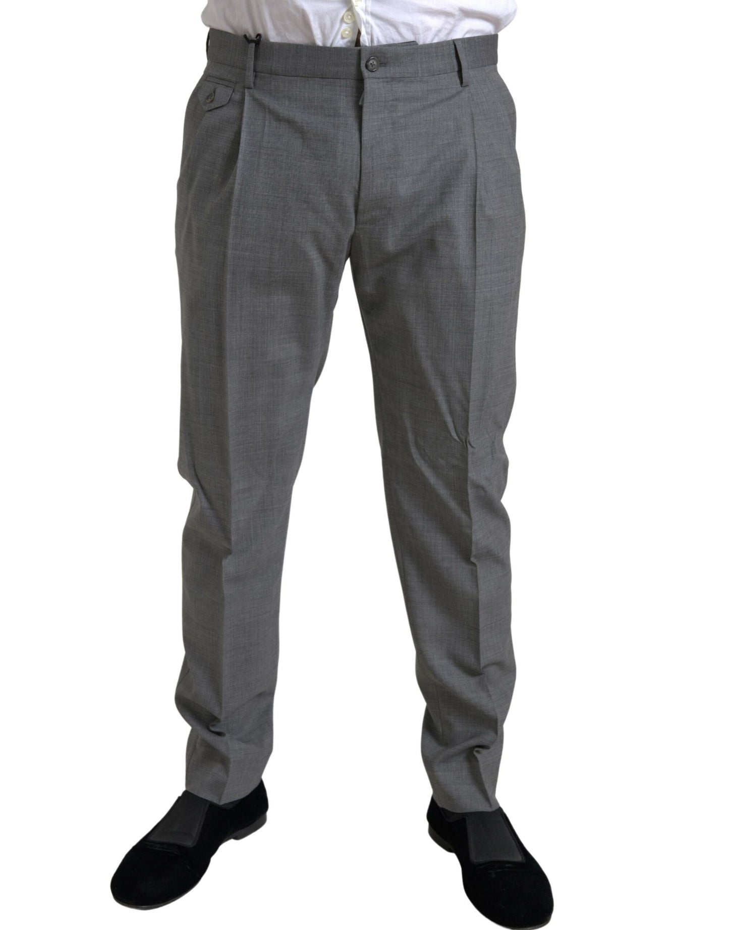 Dolce & Gabbana Elegant Skinny Wool Dress Pants in Grey IT48 / M