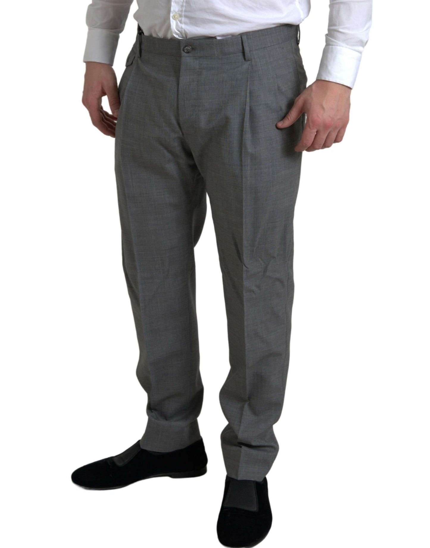 Dolce & Gabbana Elegant Skinny Wool Dress Pants in Grey IT48 / M