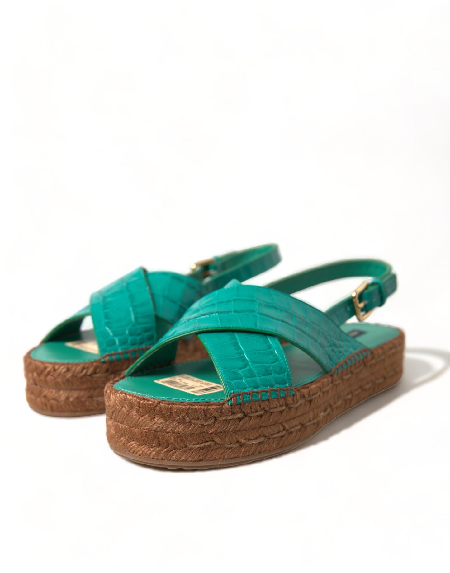 Dolce & Gabbana Elegant Green Espadrille Platform  Sandals EU39 / US8.5