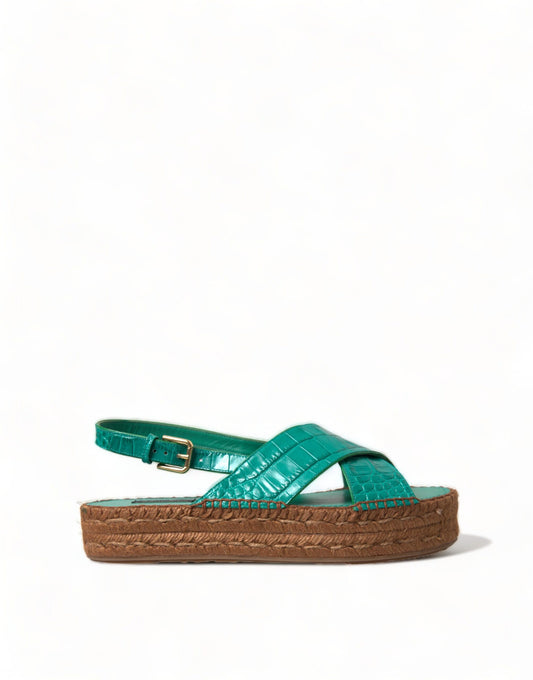 Dolce & Gabbana Elegant Green Espadrille Platform  Sandals EU39 / US8.5