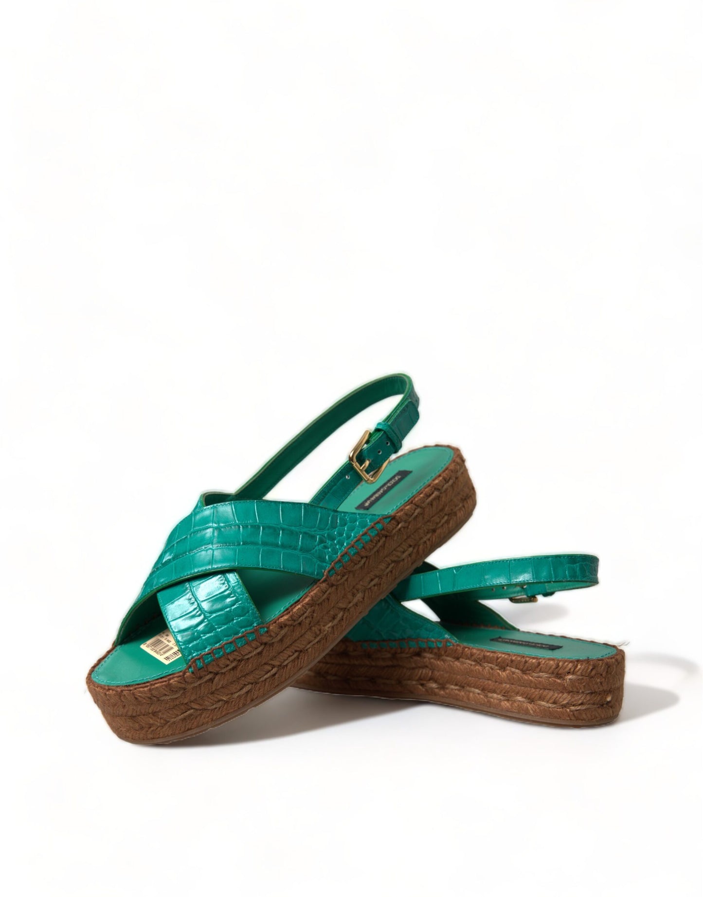 Dolce & Gabbana Elegant Green Espadrille Platform  Sandals EU39 / US8.5