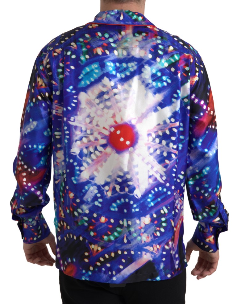 Dolce & Gabbana Psychedelic Print Silk Pajama Shirt IT39 / S