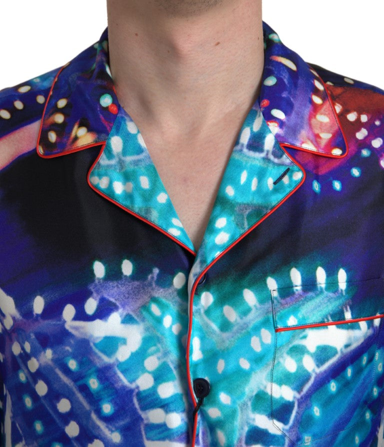 Dolce & Gabbana Psychedelic Print Silk Pajama Shirt IT39 / S