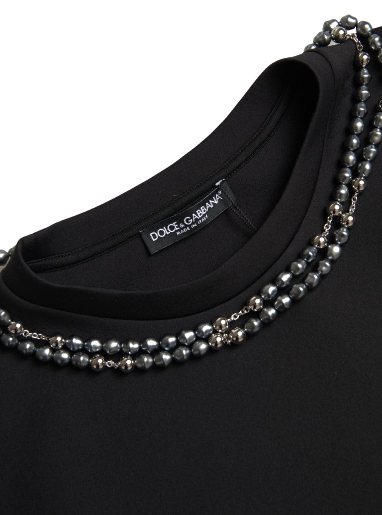 Dolce & Gabbana Embellished Neckline Casual T-Shirt IT48 / M