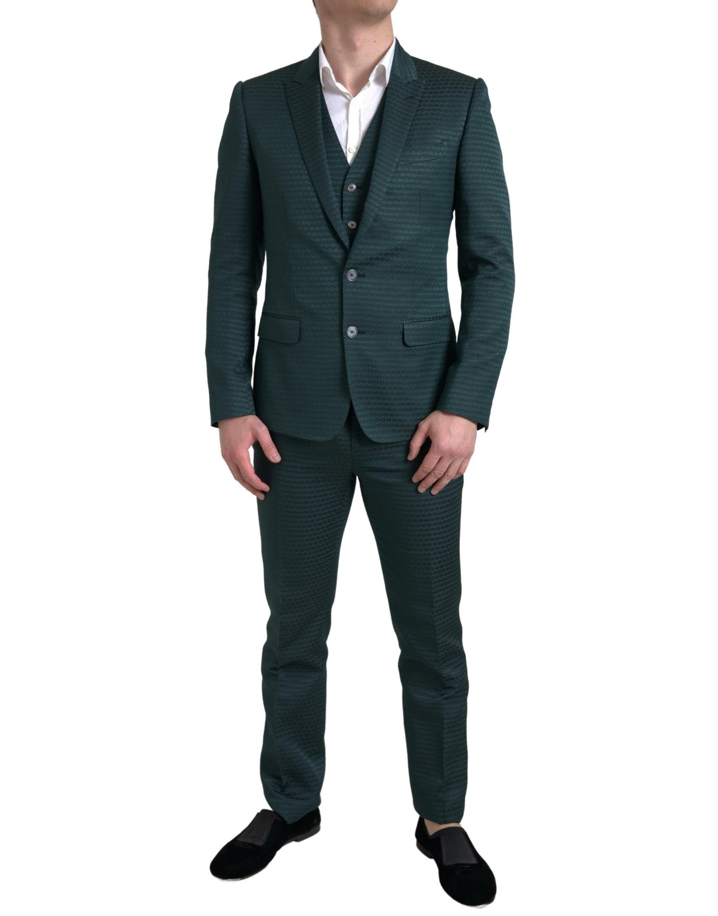 Dolce & Gabbana Emerald Elegance Slim Fit 3-Piece Suit IT44 / XS