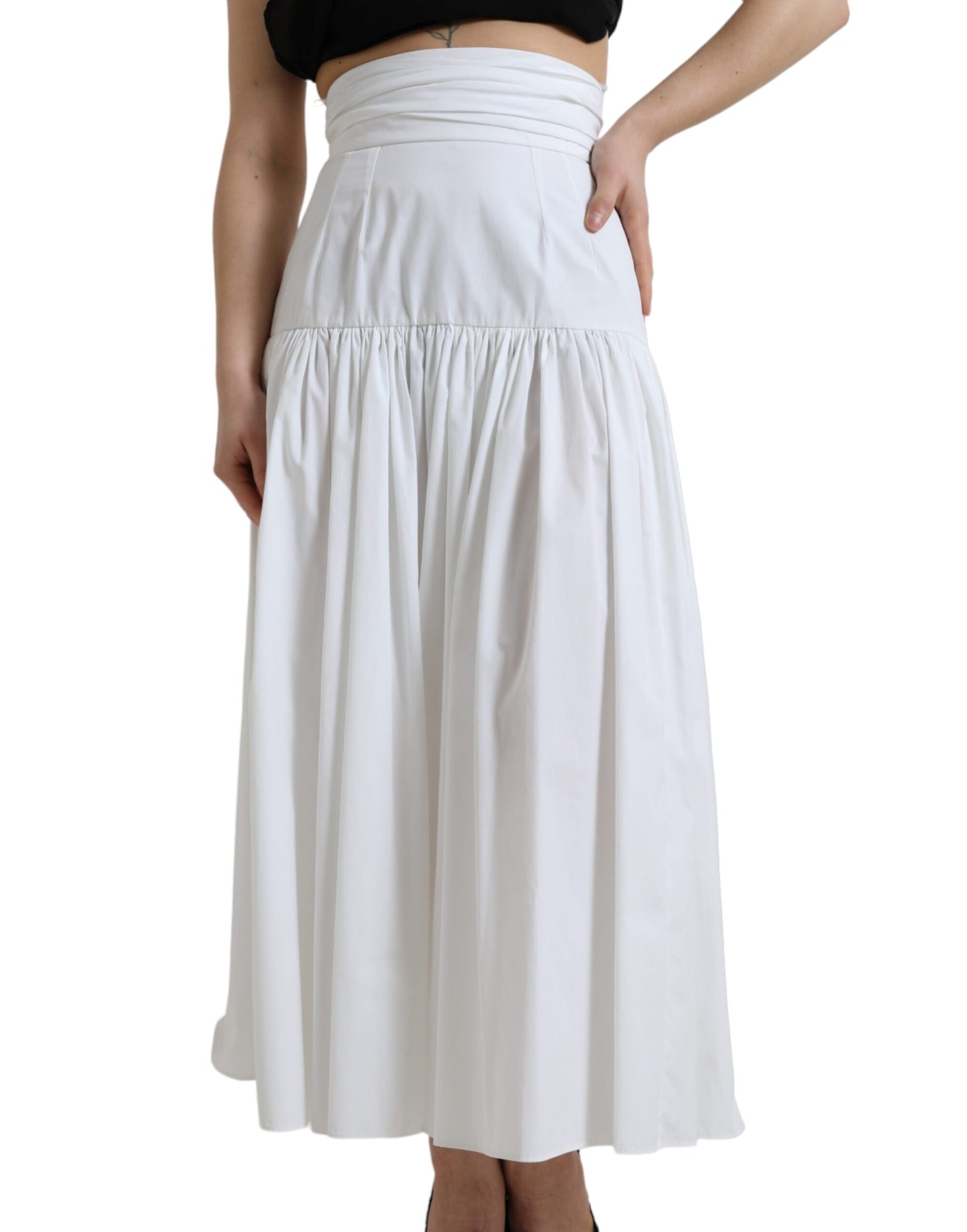 Dolce & Gabbana Elegant High Waist Cotton Maxi Skirt IT40 / S