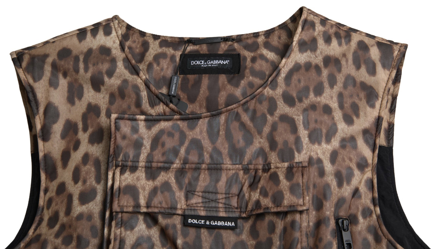 Dolce & Gabbana Silk Leopard Vest Exclusive Sportswear IT46 / S