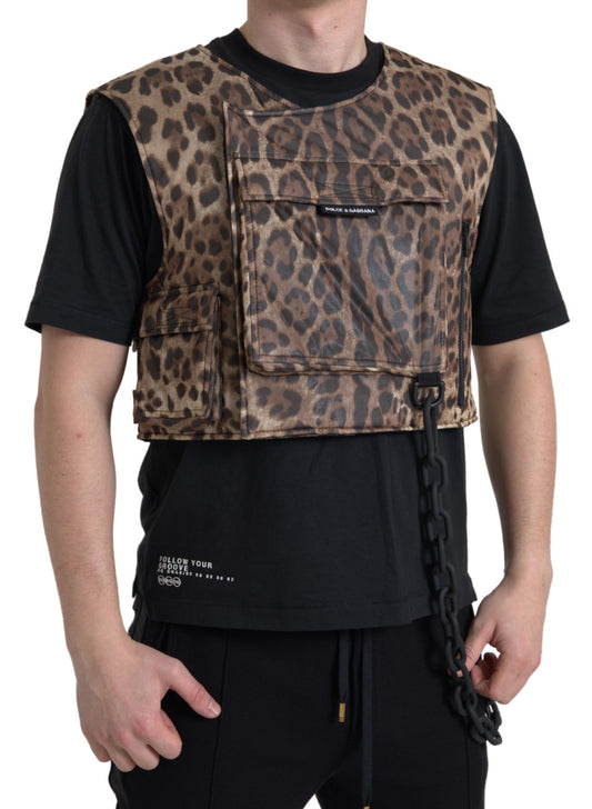 Dolce & Gabbana Silk Leopard Vest Exclusive Sportswear IT46 / S