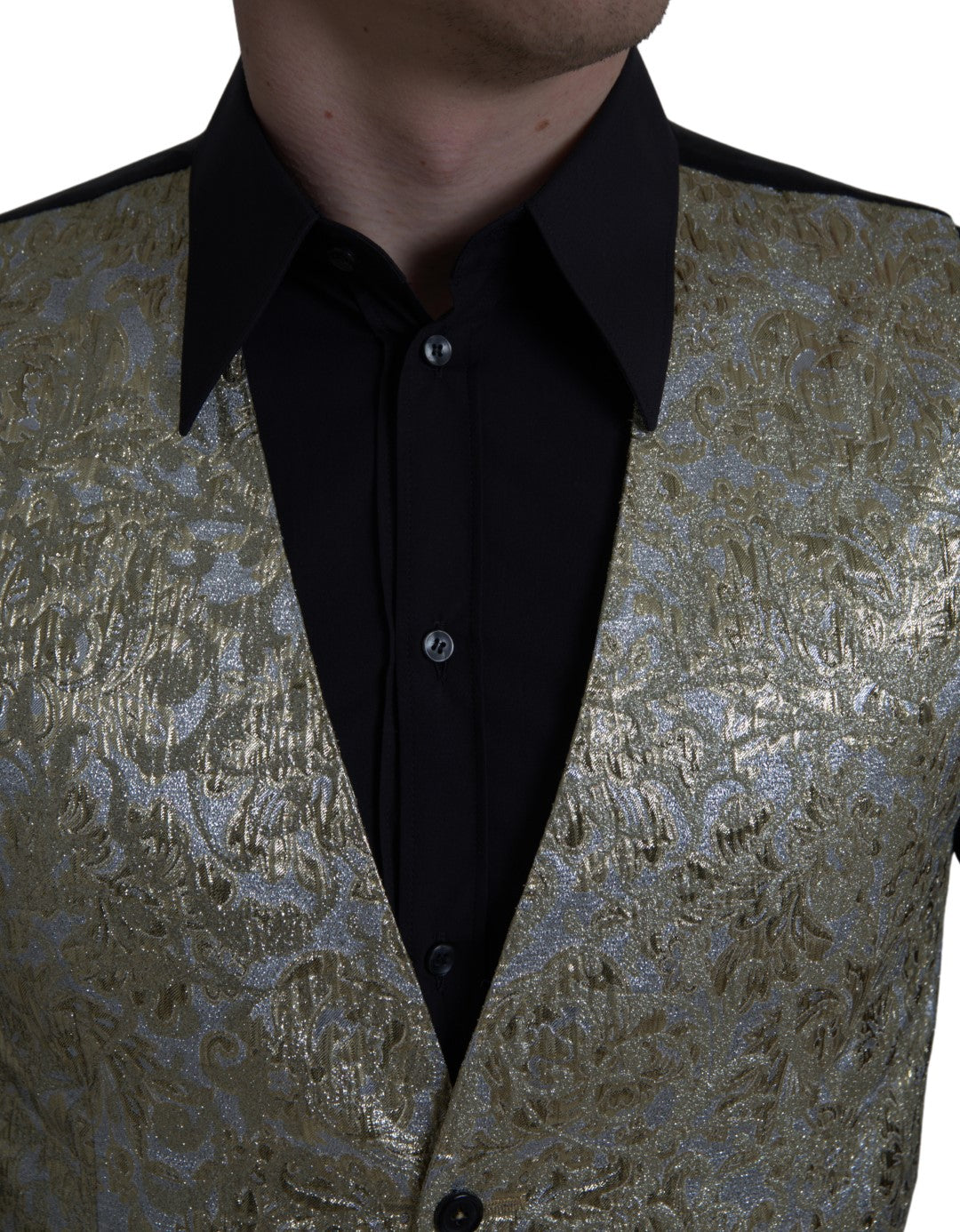 Dolce & Gabbana Elegant Gold Silk Formal Vest IT48 / M