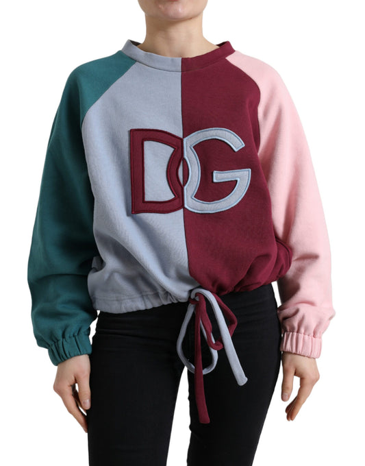 Dolce & Gabbana Elegant Multicolor Crew Neck Cotton Sweater IT36 / S