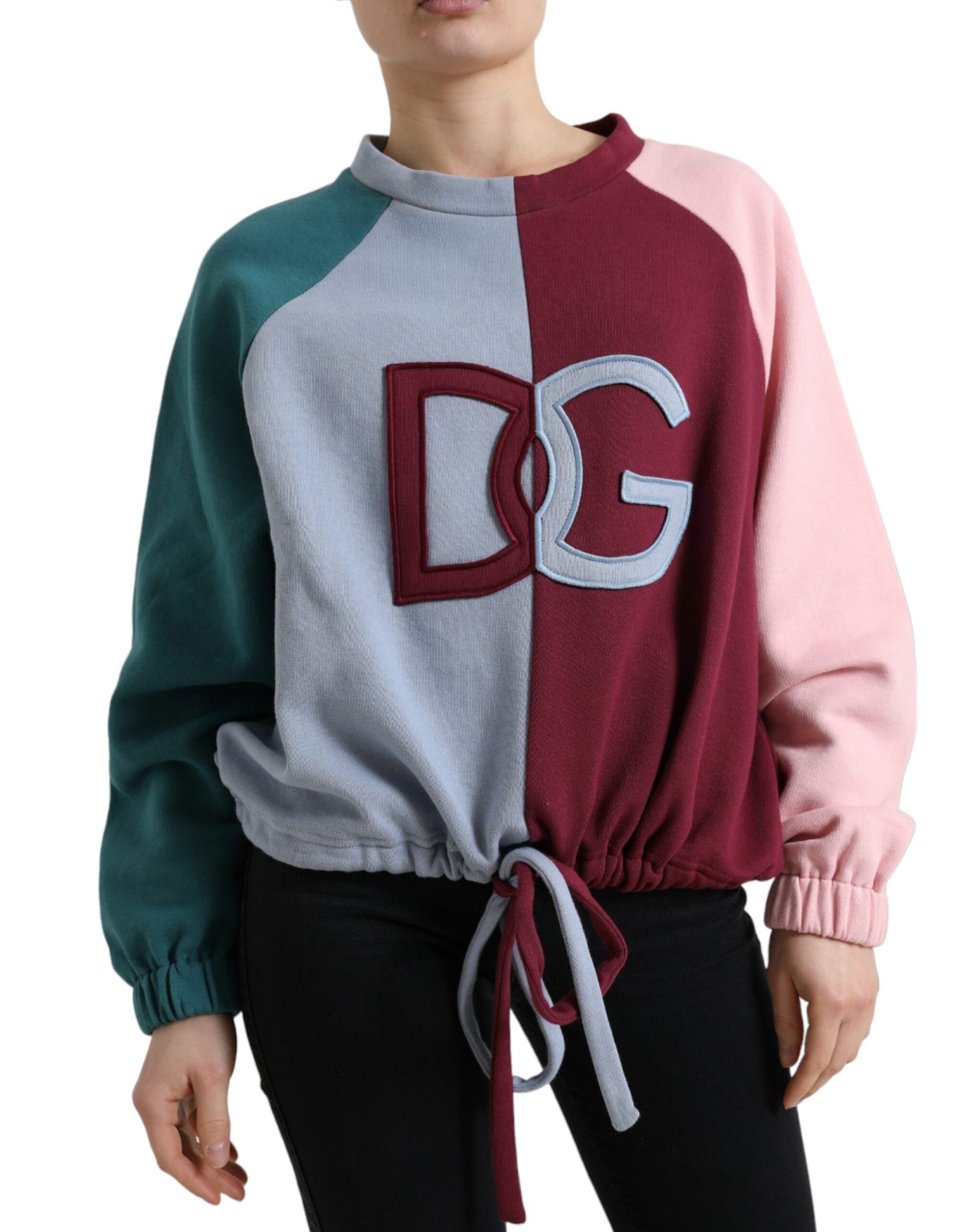 Dolce & Gabbana Elegant Multicolor Crew Neck Cotton Sweater IT36 / S