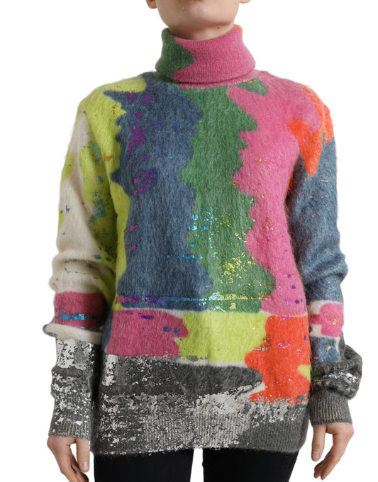 Dolce & Gabbana Multicolor Mohair Stripe Turtleneck Sweater IT38 / XS