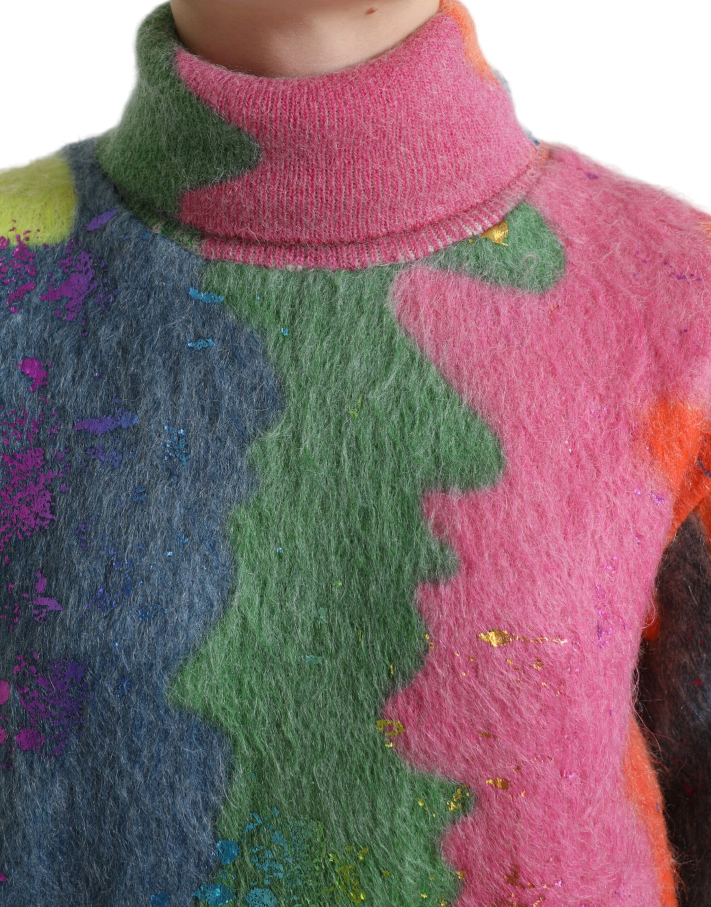 Dolce & Gabbana Multicolor Mohair Stripe Turtleneck Sweater IT38 / XS