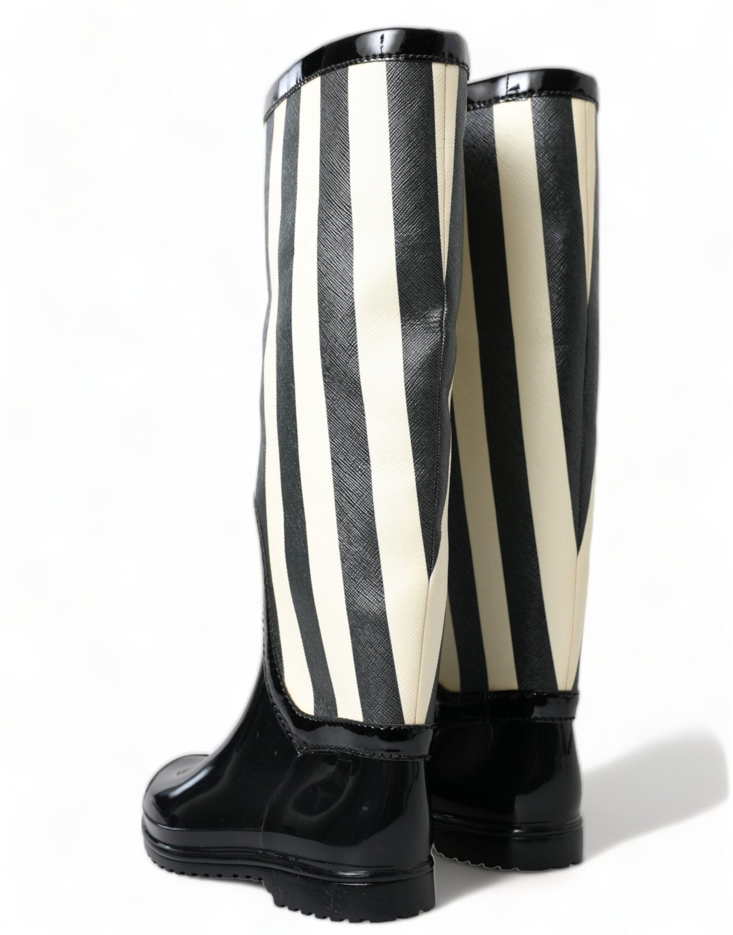 Dolce & Gabbana Black and White Striped Knee High Boots EU35 / US4.5