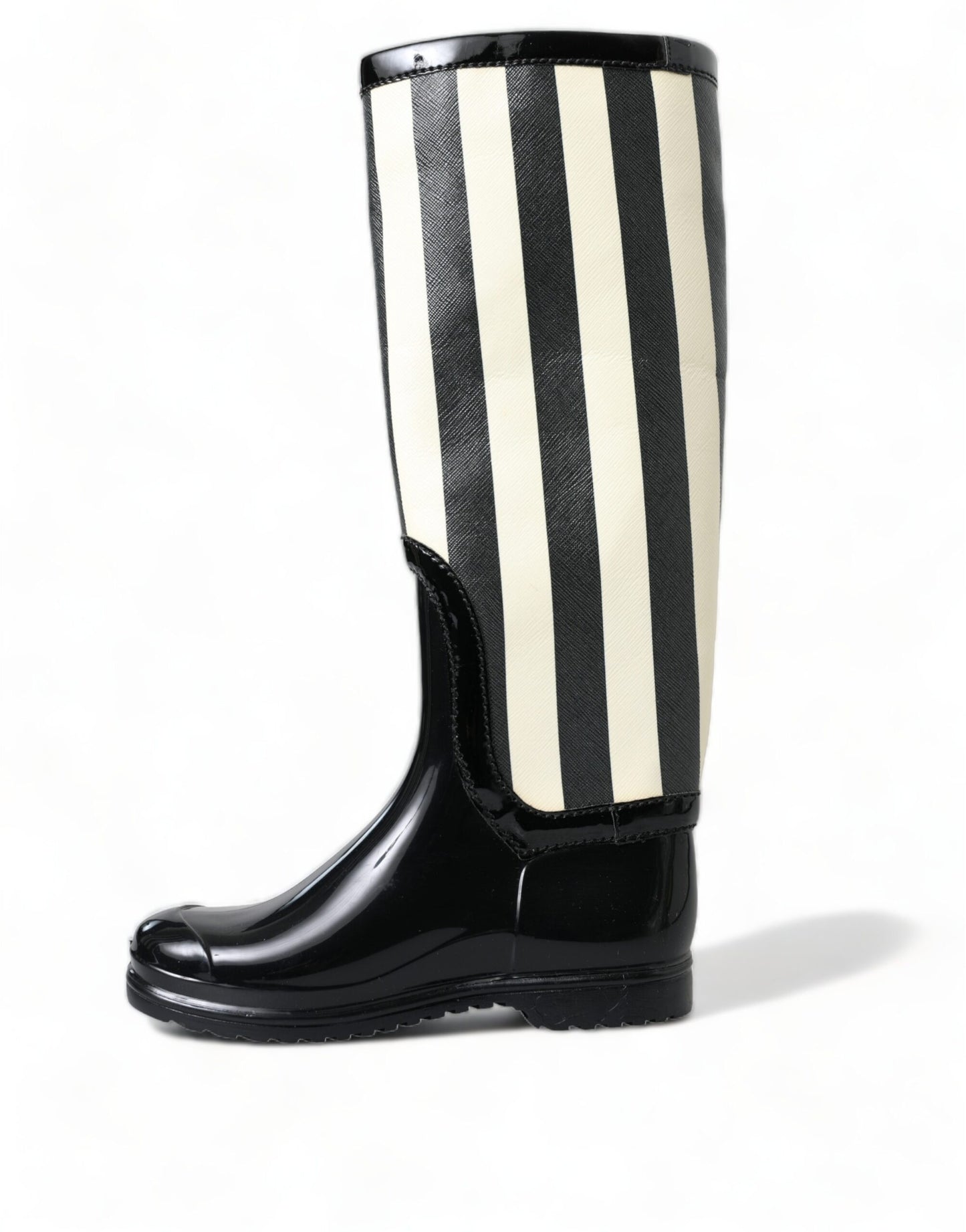 Dolce & Gabbana Black and White Striped Knee High Boots EU35 / US4.5