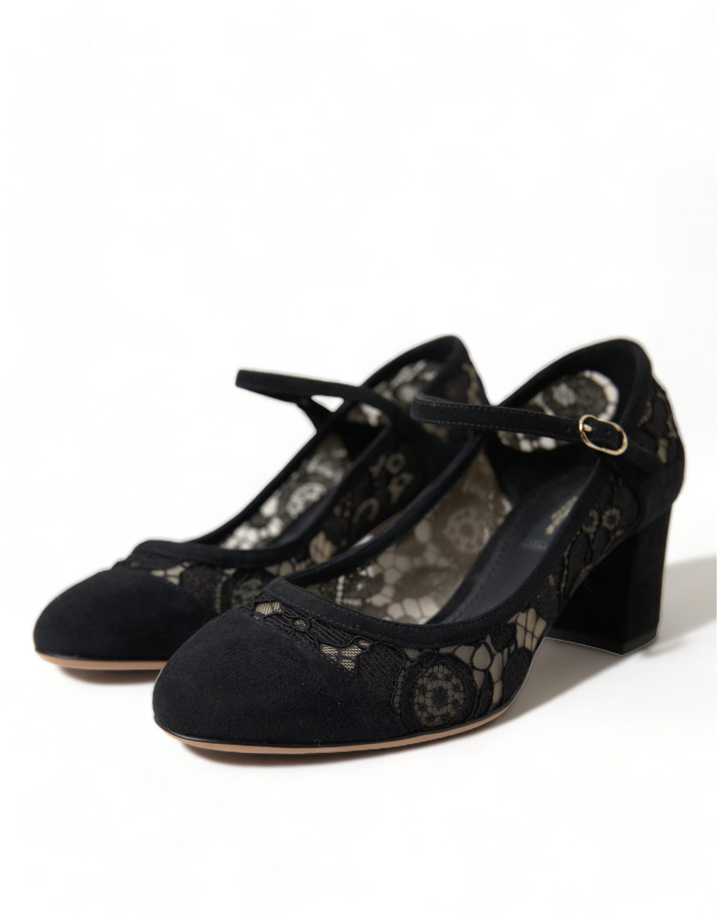 Dolce & Gabbana Elegant Suede Mary Jane Lace Heels EU36 / US5.5