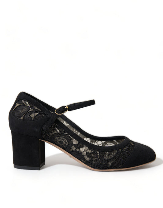 Dolce & Gabbana Elegant Suede Mary Jane Lace Heels EU36 / US5.5