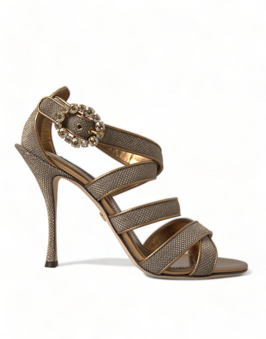 Dolce & Gabbana Bronze Crystal Stiletto Heels Sandals EU40 / US9.5