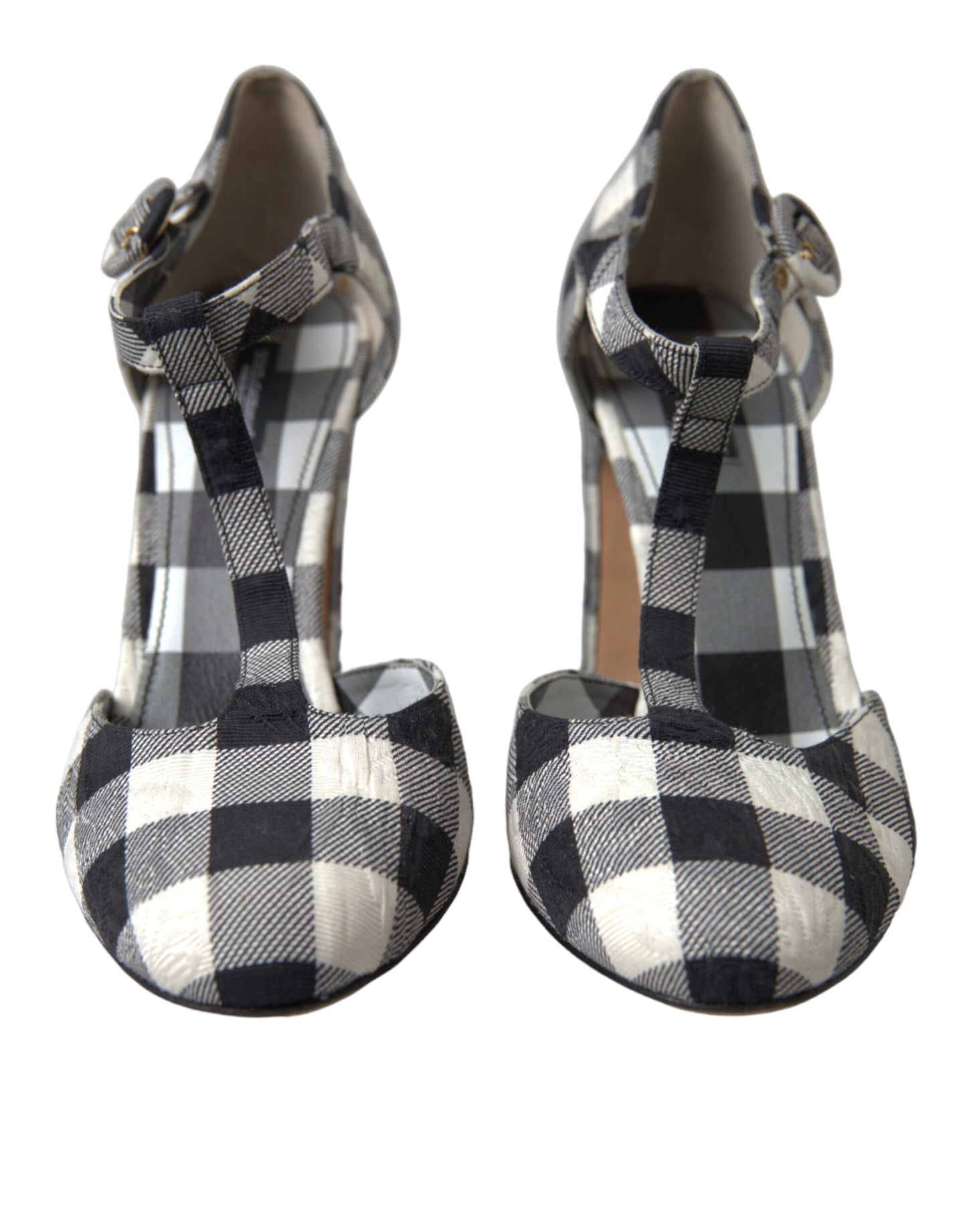 Dolce & Gabbana Chic Gingham T-Strap Pumps: Timeless Mary Jane Heels EU40 / US9.5