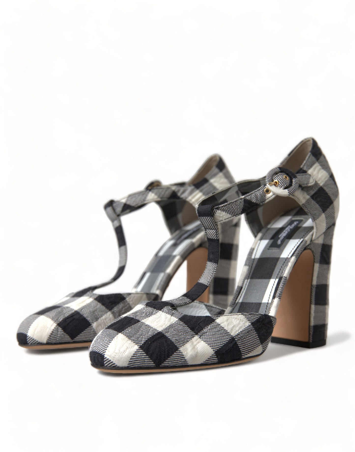 Dolce & Gabbana Chic Gingham T-Strap Pumps: Timeless Mary Jane Heels EU40 / US9.5